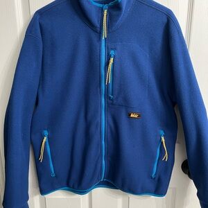 REI Blue Trailsmith Fleece Jacket with Yellow Excellent Condition